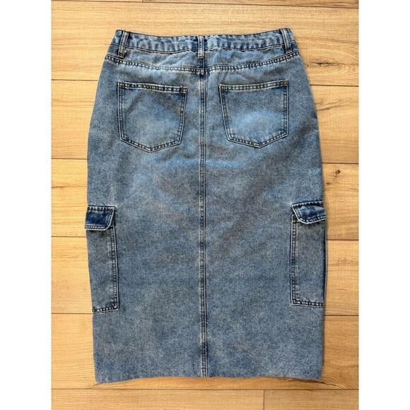 Love fire Maxi Denim slit Jean Skirt Women’s 13 School Fall - Picture 3 of 3